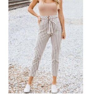 Kittenish Paper Bag Waist Striped Pants